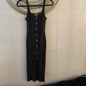 Billabong Charcoal Button-Front Midi Dress